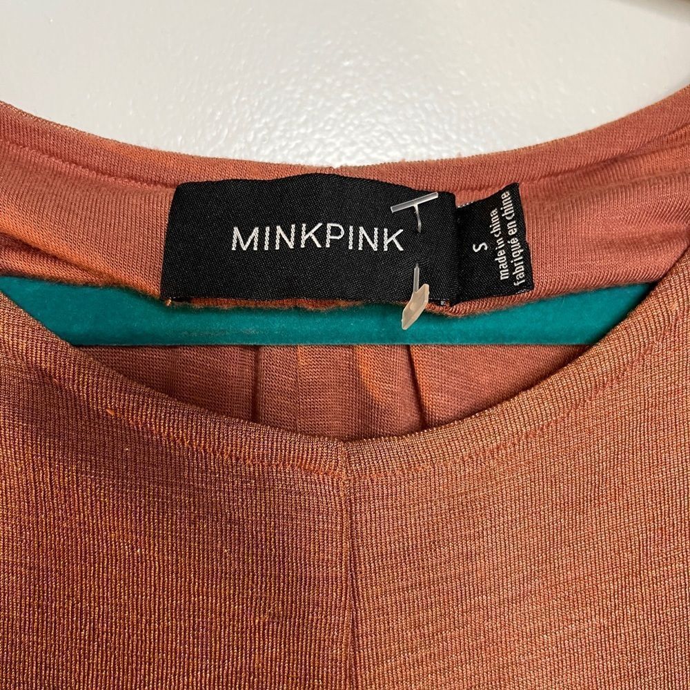 Mink Pink Cross Over Mini Dress Metallic Pink Size Small - Picture 4 of 4